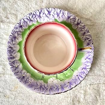 【レア）蝶とすみれのバルボティーヌカップ&ソーサー　スミレ　フランスアンティーク Amazon.co.jp: レア）蝶とすみれのバルボティーヌカップ