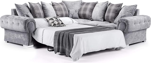 Honeypot - Sofa - Verona - 2C2 Corner Sofabed - 2C1 Corner Sofabed - 3 Seater Sofabed - Grey - Mattress Topper Included (2C2 Corner Sofabed)