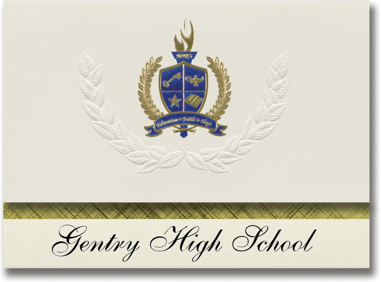 Signature Announcements Gentry High School (Gentry, AR) Graduation Announcements, Presidential style, Elite package of 25 with Gold & Blue Metallic Foil seal
