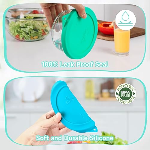 Miniatura 4 de Sophico Tapa redonda de almacenamiento de silicona para 2 tazas de repuesto para Pyrex 7200-PC y cuencos de vidrio Anchor Hocking (recipiente no