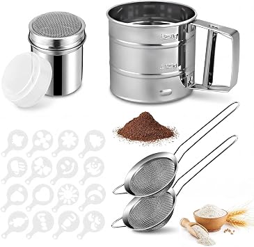 5pcs Steel Flour Shaker & Sifter, Powder Dispenser