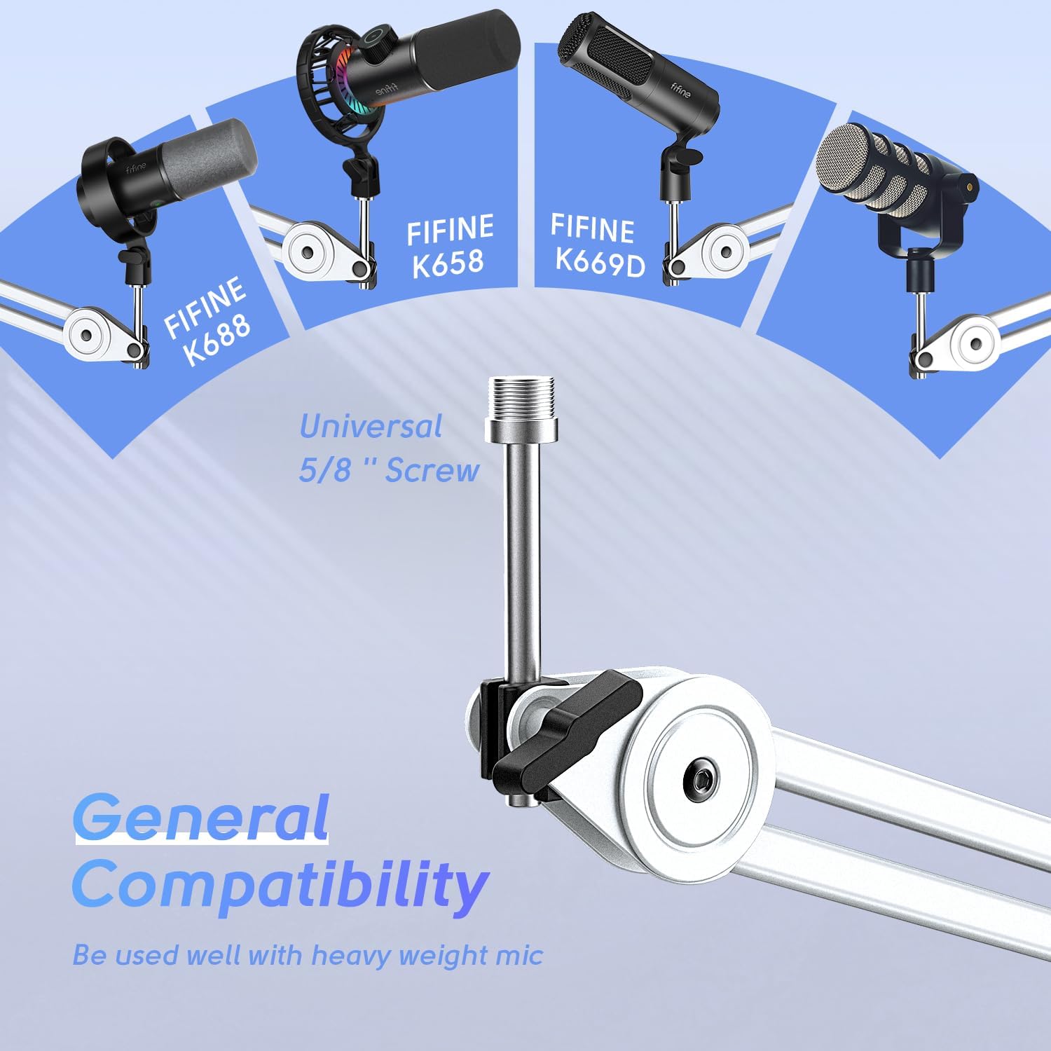 FIFINE Microphone Arm Stand and XLR Cable Set,Metal Heavy Duty Mic Stand with Desk Clamp, 5/8" Screw,XLR Interface Cable with Balanced 3 PIN,Mic Wire for Recording Podcast Streaming(BM63W+L9)