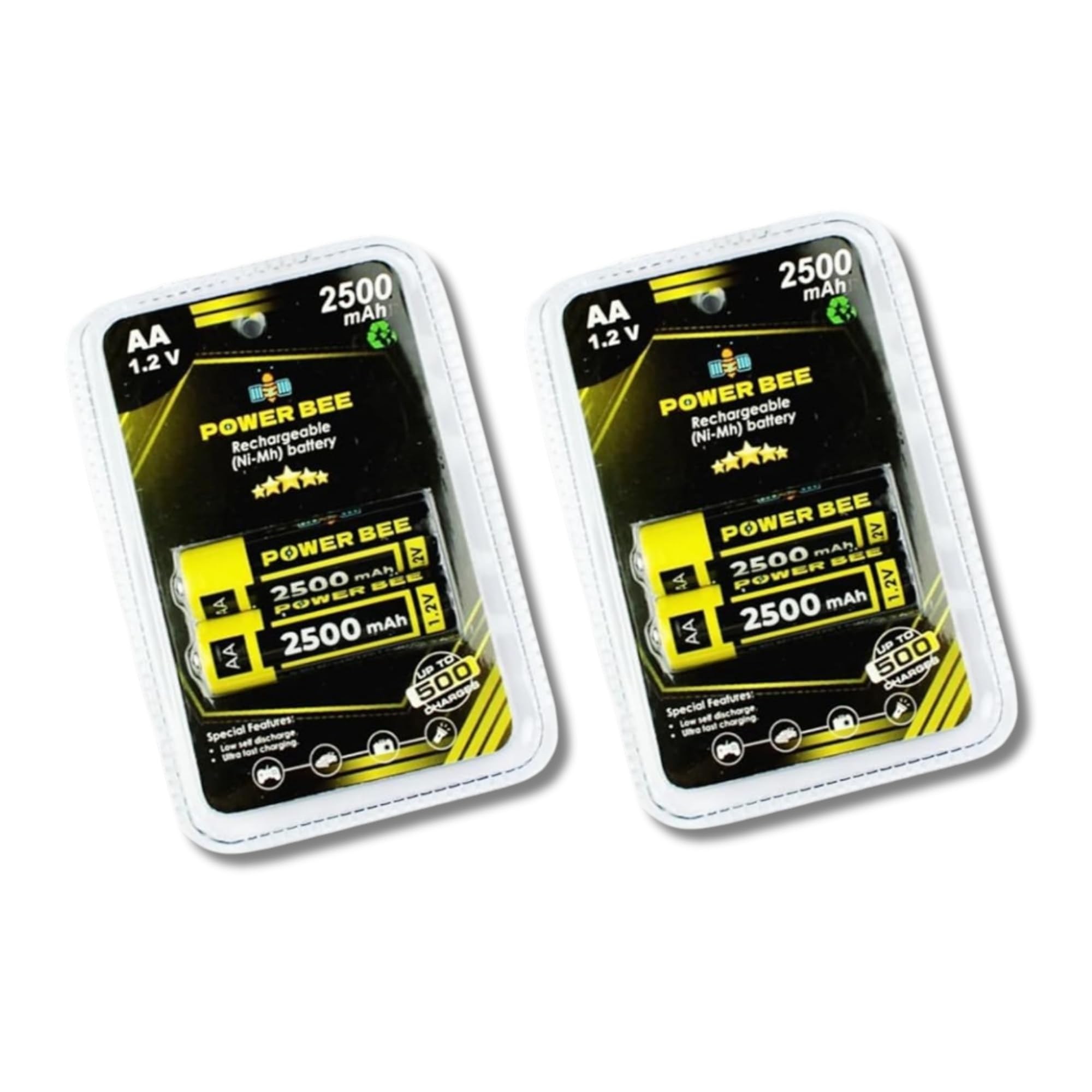 Electrobricks PowerBee 1.2V 2500mAh AA NiMH Rechargeable Battery High Capacity Performance Cells Pair (1)-image-2