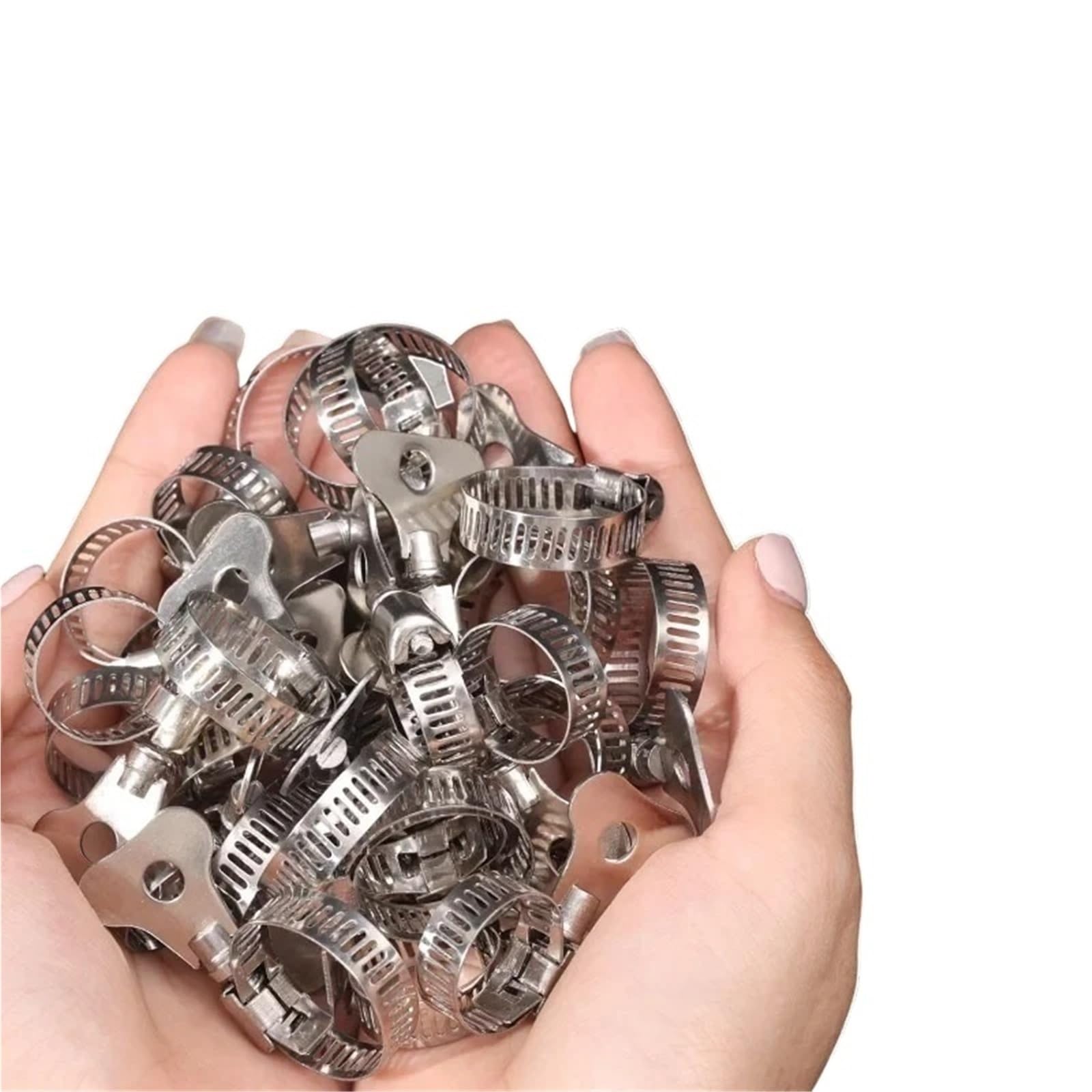 Hose Clamps Stainless Steel Adjustable Stainless Steel Hose Clamps with Handle Fuel Tube Pipe Clamp Worm Gear Plier Tools Home(13-19mm-30pcs)