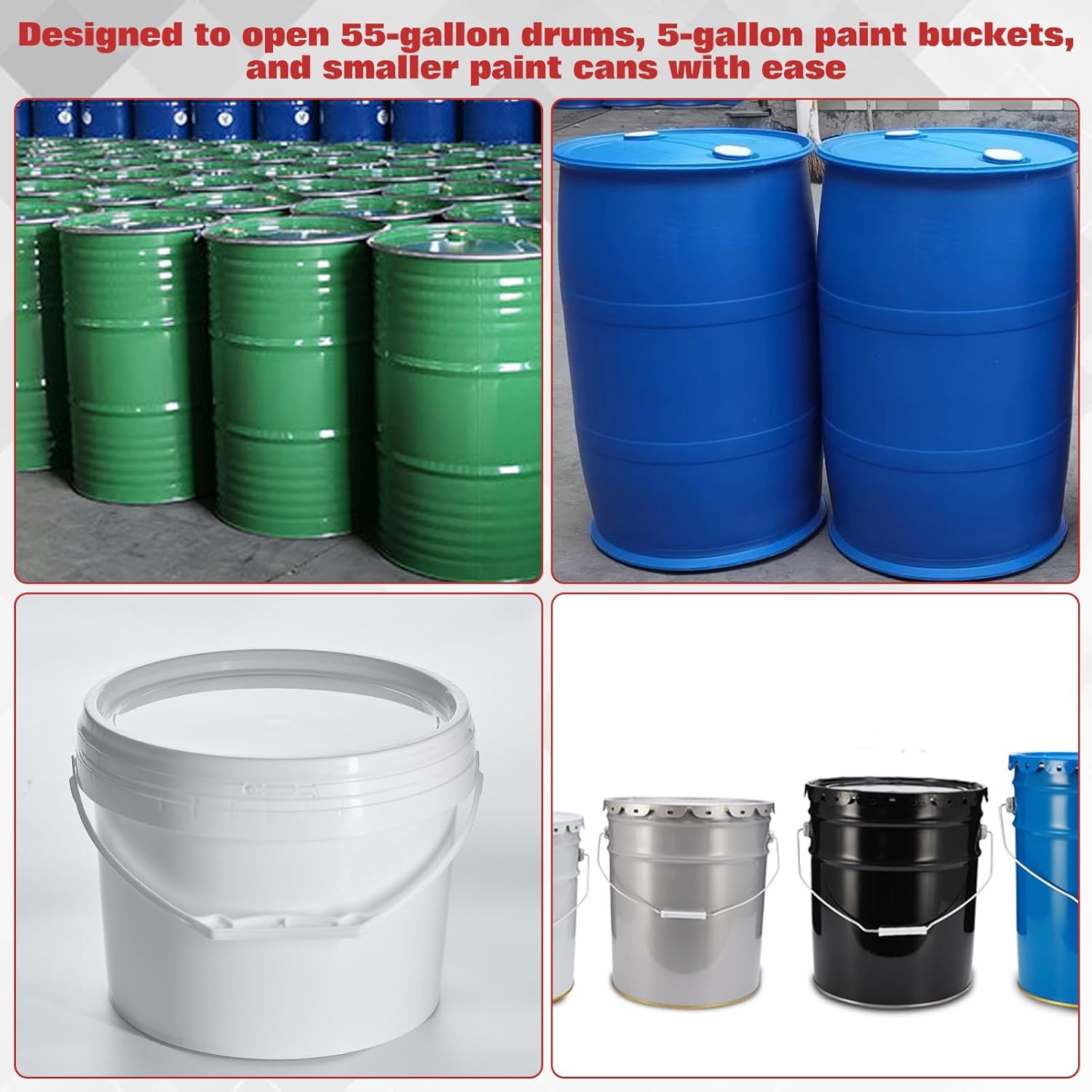 Bucket Opener Tool 3 in 1 Bung Wrench Aluminum Alloy Bucket Lid Opener Lid Lifter Tool for Opening 55 Gallon Drum, Paint Barrel Opener Removal Tool with Non-slip Handle