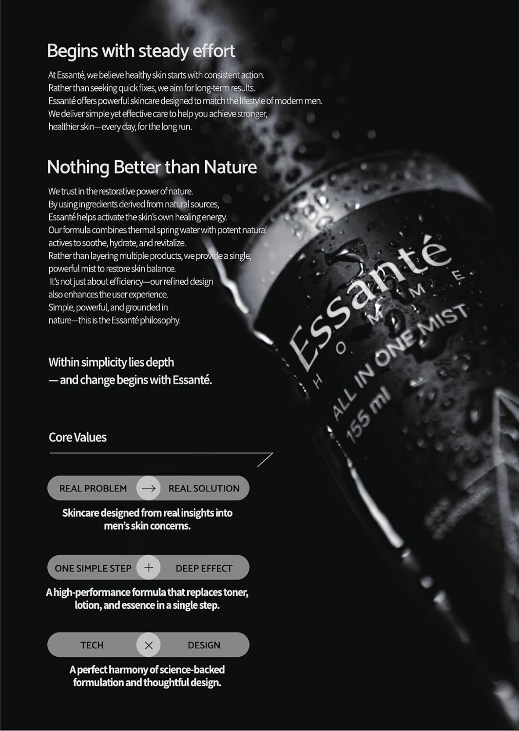 ESSANTÉ Hot Spring All-in-One Facial Mist, 3-in-1 Toner, Lotion & Essence, Deep Hydration & Soothing, Non-Sticky, Ultra-Fine Spray 5.24 fl oz - Image 4