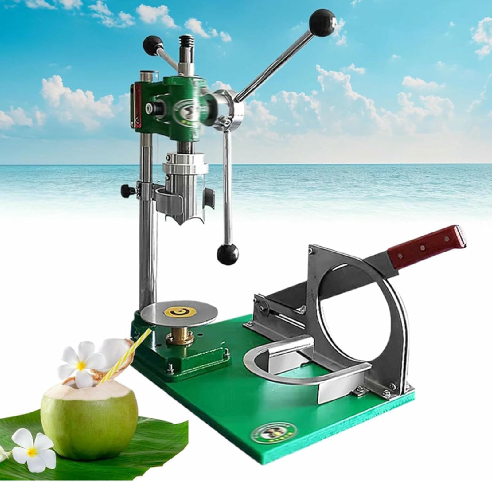 Hydravex Manual Coconut Opener Machine, Coconut Cutter Machine Coconuts Open Peeler Tools, 3 Handles Coconut Hole Puncher Maker Fresh Coconut Peeling and Opening Machine
