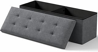 Folding Storage Ottoman Bench, Multi-Functional Ottoman Foot Rest, End o...
