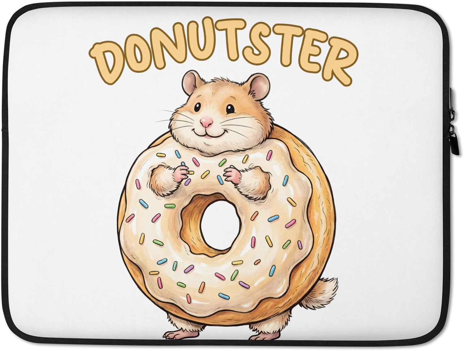 Cute Hamster with Donut Funny Graphic Laptop Sleeve