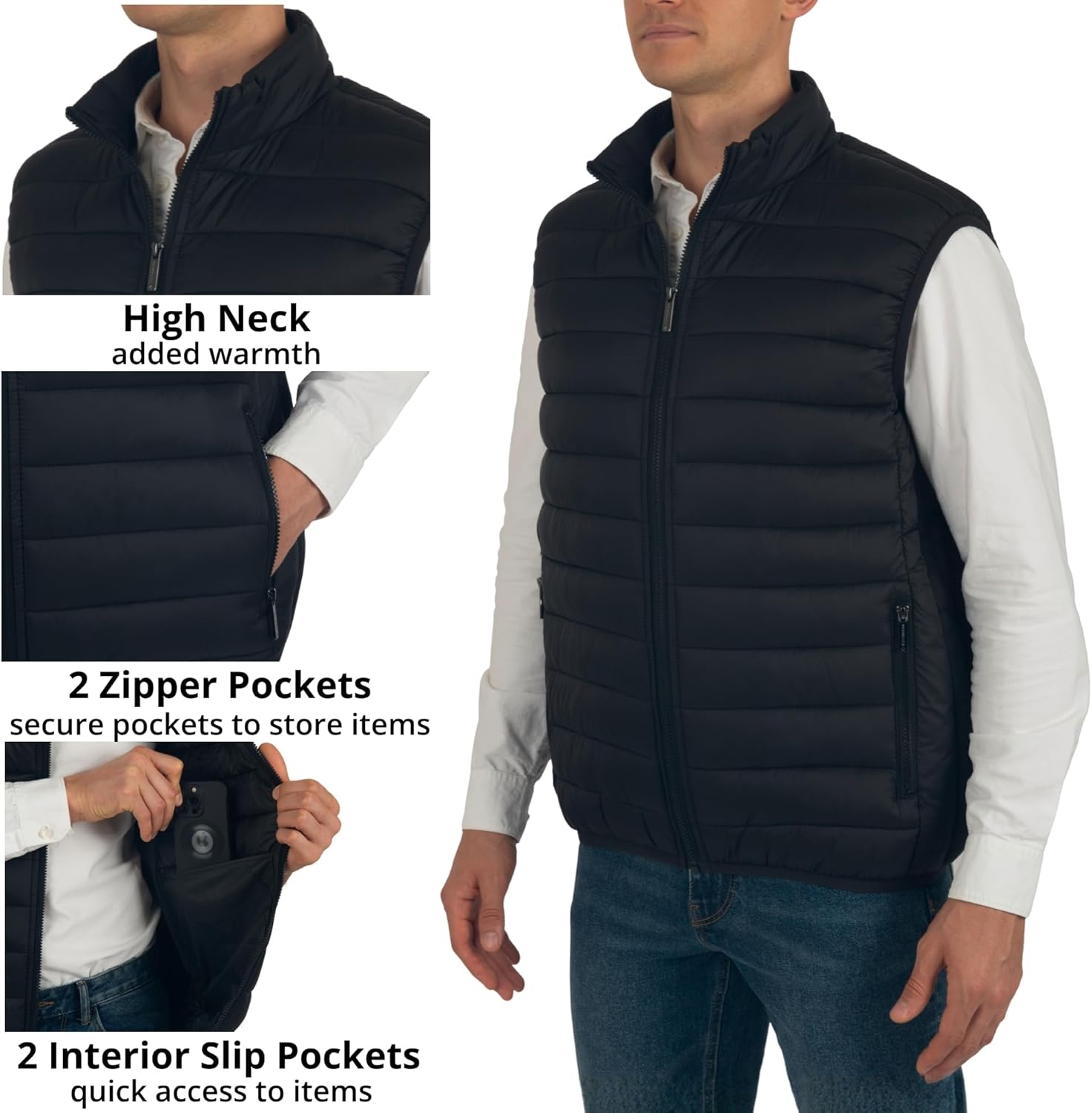 Alpine Swiss Clark Mens Puffer Vest Down Alternative Water Resistant Packable Outerwear Zip Up Pockets Warm Versatile Layer - Image 5