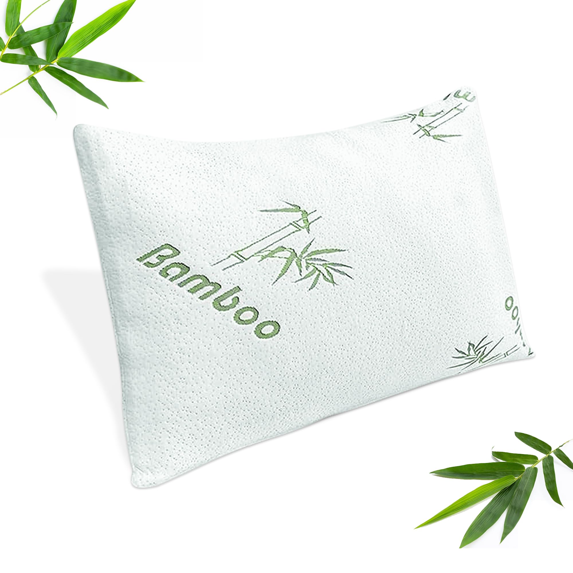 Orthopädisches Kissen | 40x80 cm | Bambus Kopfkissen mit abnehmbarem Bezug | Memory Foam Kissen für optimale Kopf und Nackenunterstützung - Natürlich antibakteriell & geruchsneutral