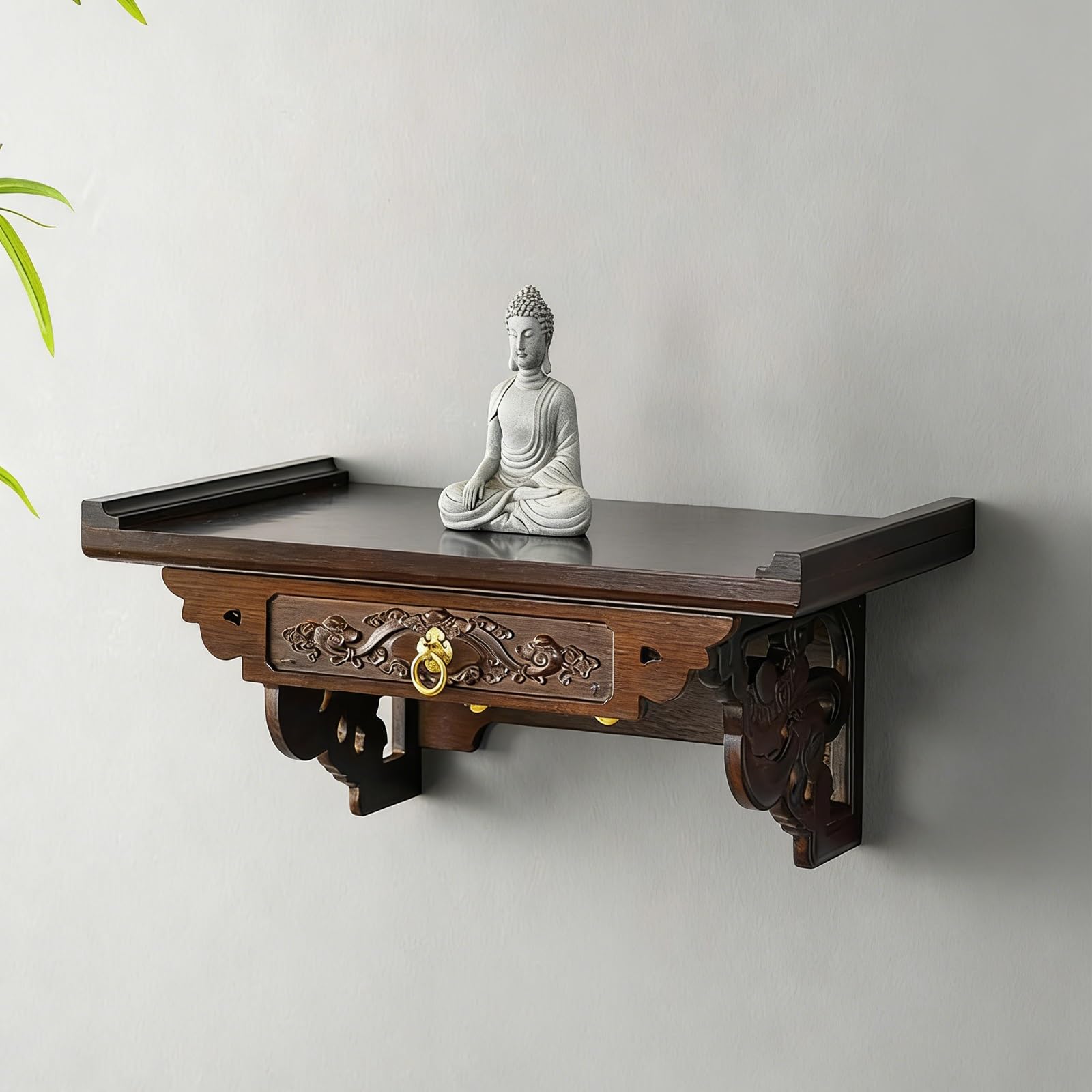 Consola de Pared de Bambú Moso: Artesanía Fina de 40 cm para un Hogar Zen