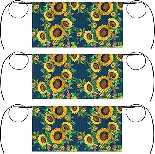 bisibuy Coffee Server Waist Apron, Sunflower Dark Dreen Bistro Apron with 3 Pockets, Cute Half Waitress Apron for Baristas Cleaning Vendors Teachers Unisex 24x12 Inches 3-Pack