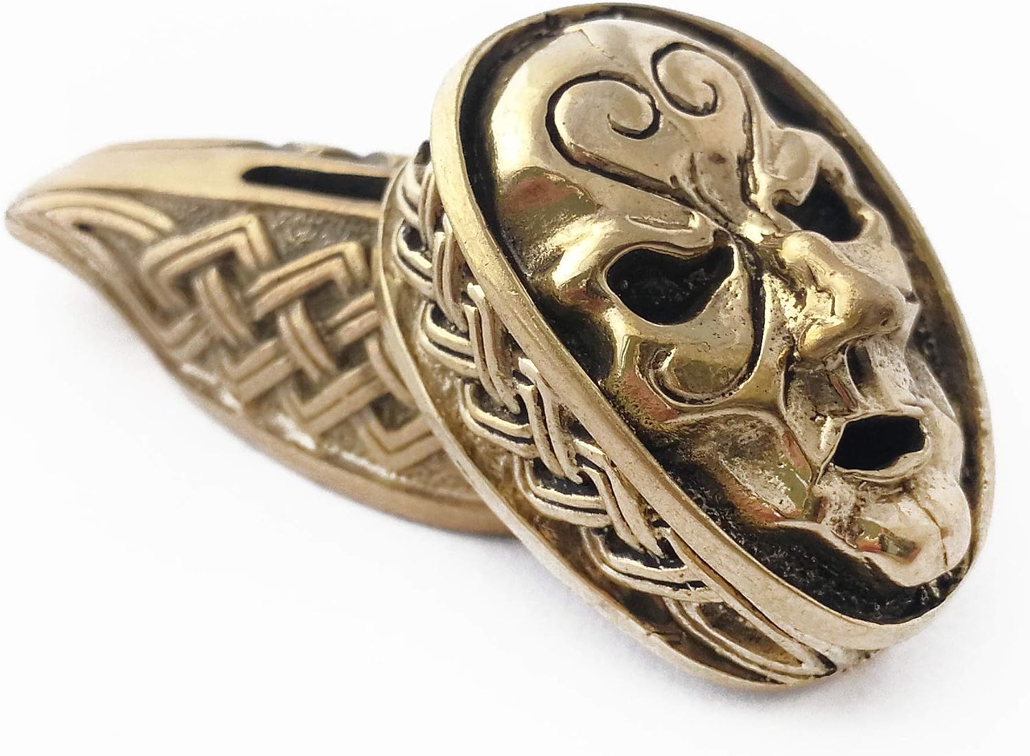 CooB Knife Finger Guard Bolster & Pommel for Custom Knife Knives Making Handle Set Celtic Death Mask. Hand-Casted Metal Knife Supplier Accessories (Bronze)