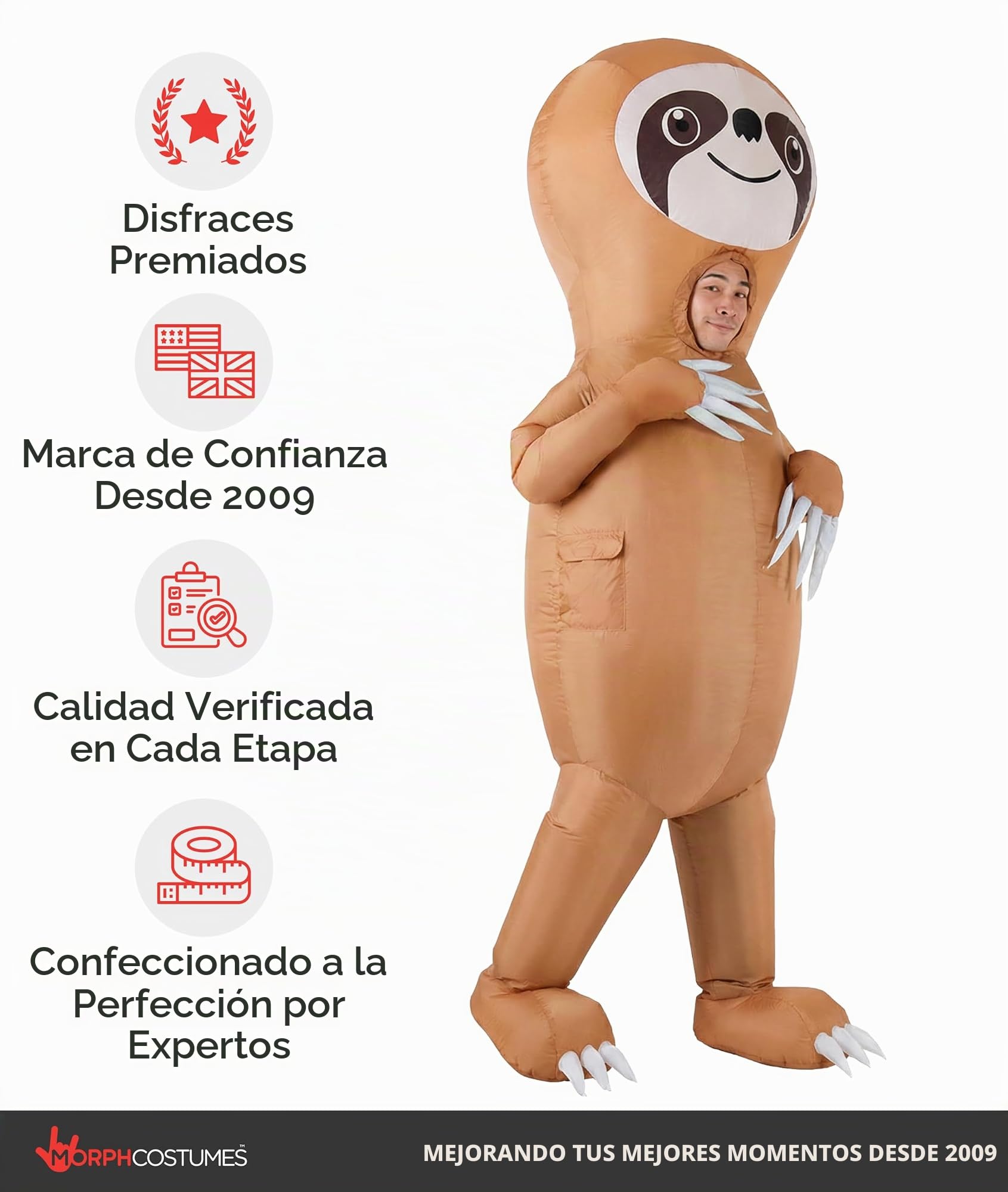Morph Disfraz Hinchable Oso Perezoso Adulto, Disfraces Animales para Carnaval y Halloween, Talla única
