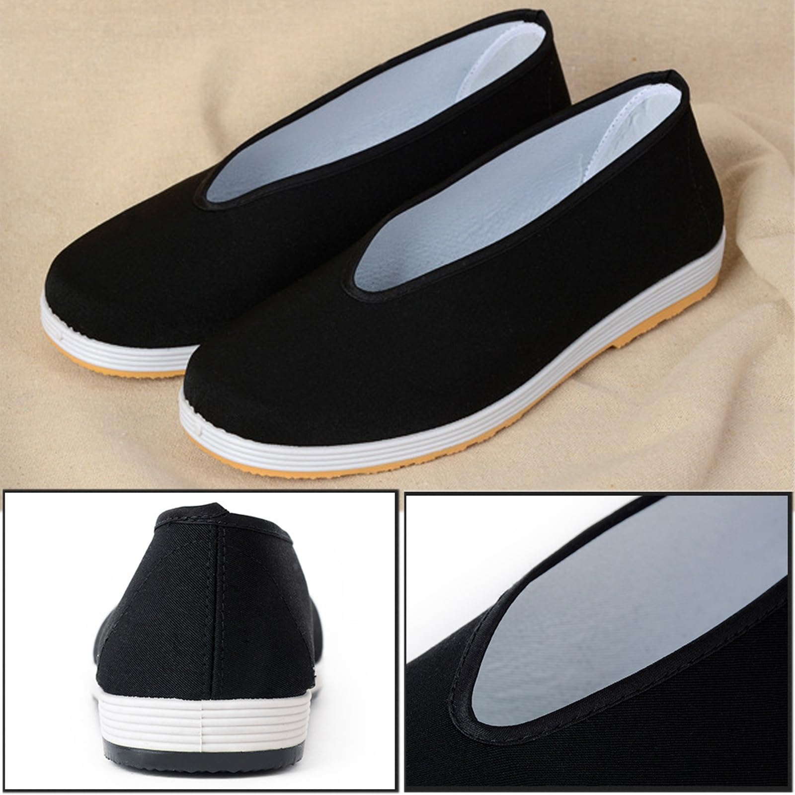 Scarpe Casual di Stoffa Nera della Vecchia Pechino, Scarpe da Ginnastica da Allenamento per Arti Marziali Kung Fu Tai Chi Pantofole con Suola in Gomma Morbida