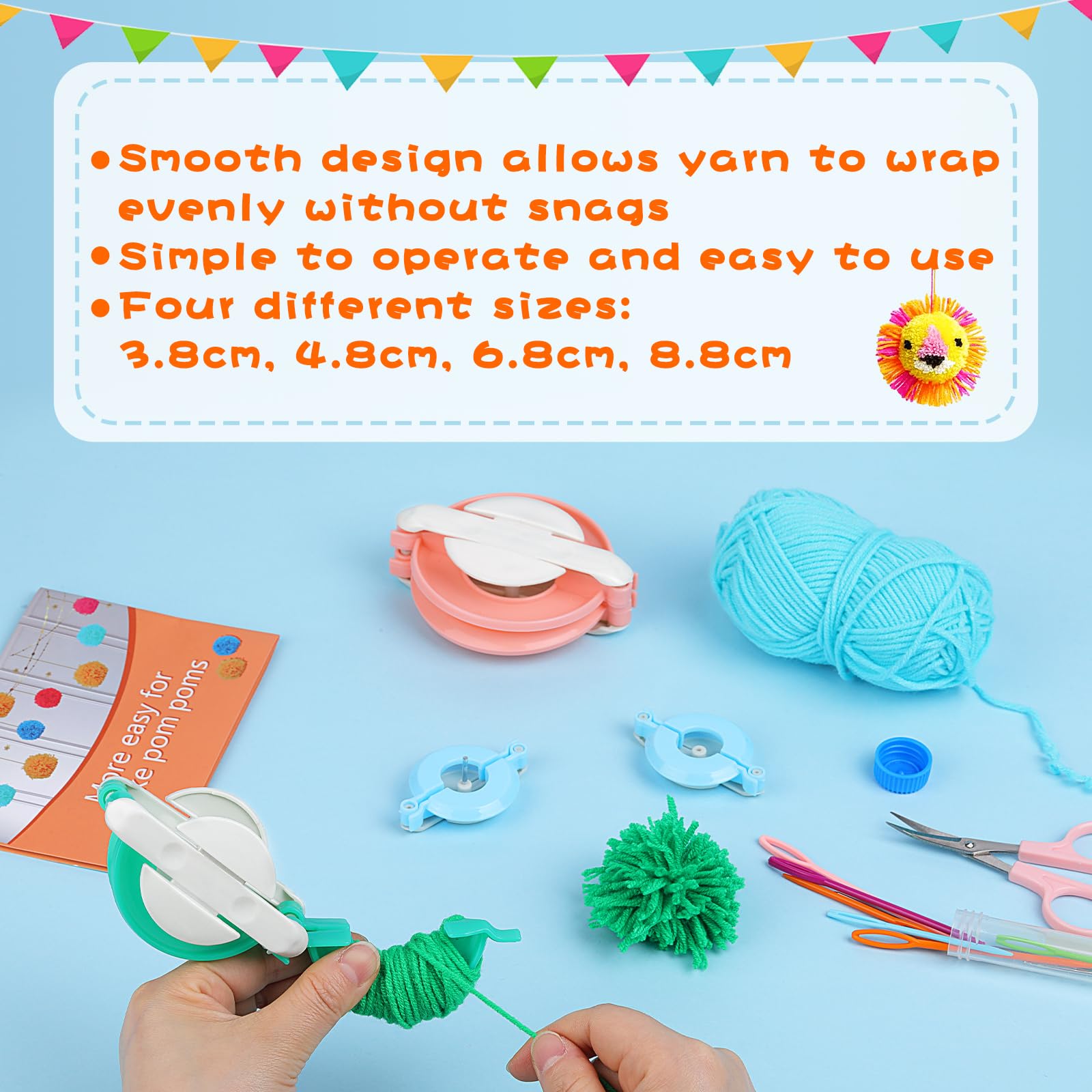 Amazon.com: FTEVEN 27Pcs Pom Pom Maker, 4 Size Pompom Maker Kit