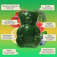 Vista 5 de Gruns Adults Super Greens Gummies, Multivitamin Superfood Gummy Bears, Spirulina, Chlorella, Prebiotics & Fiber Gummies for Digestive Health