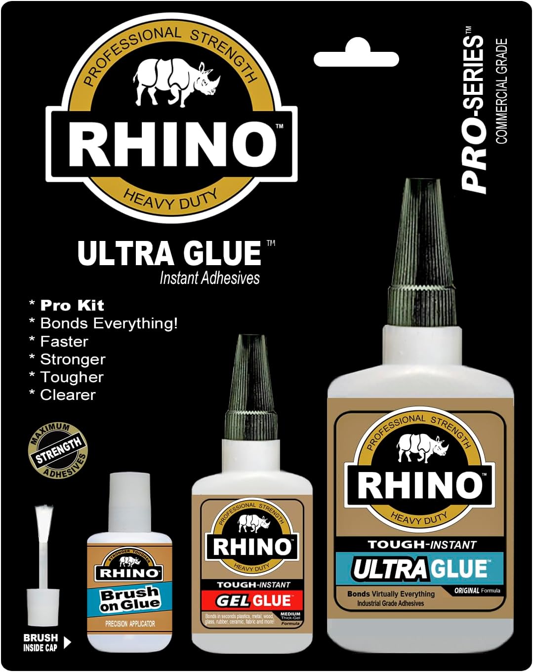 Rhino Glue Pro Kit, Heavy Duty 65 Gram Clear