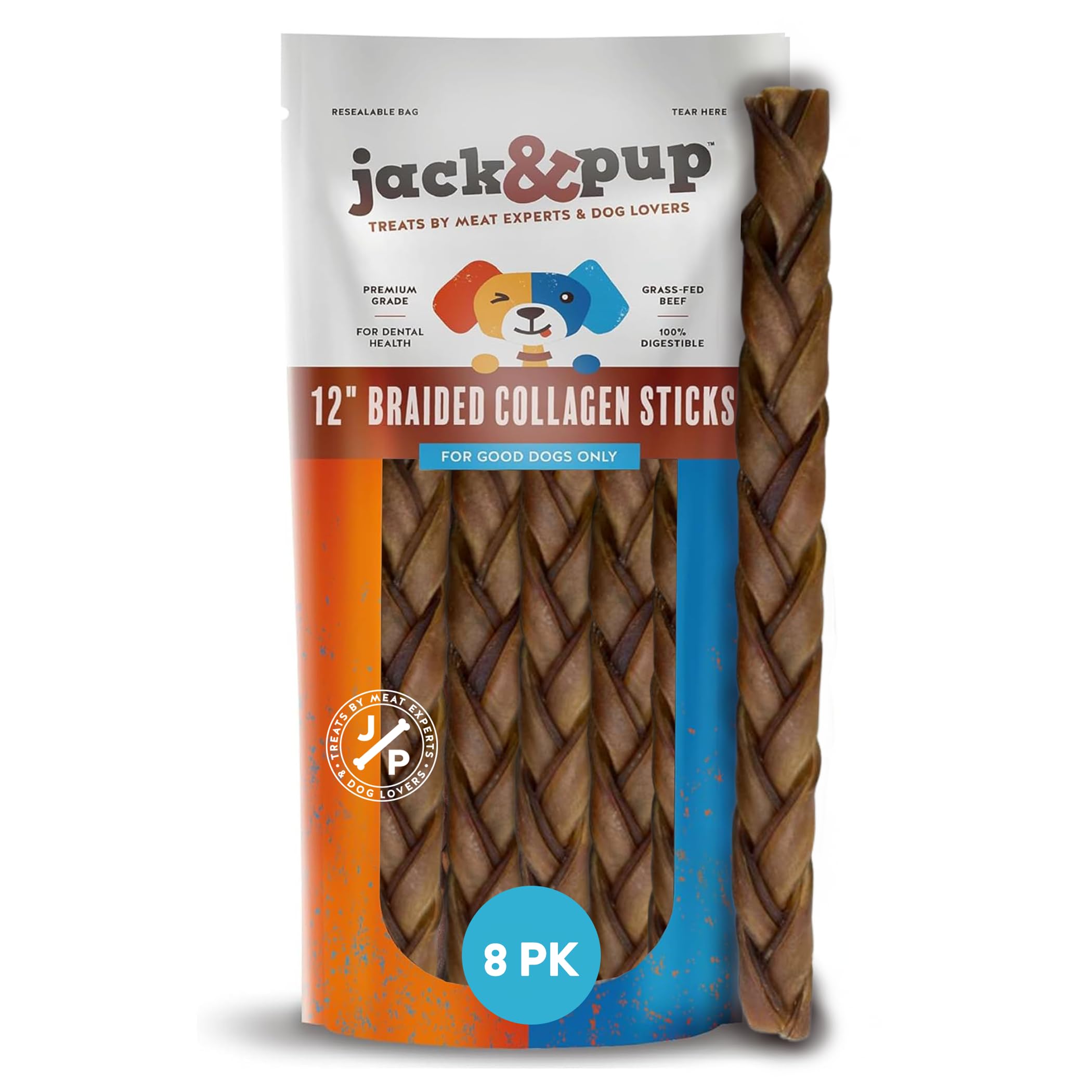 Jack&Pup 12 inch Braided Beef Collagen Sticks