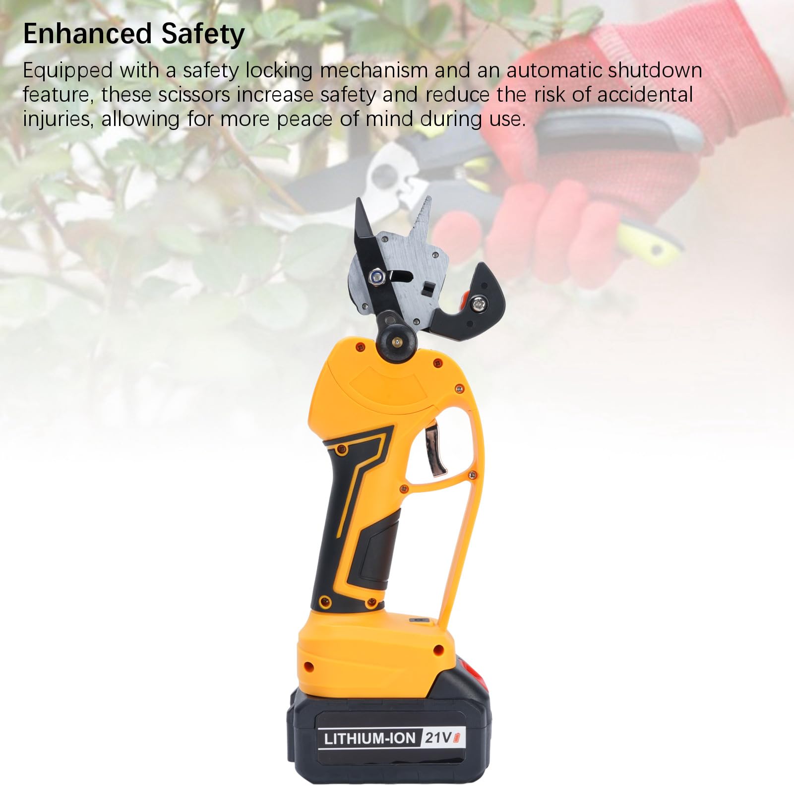 Emoshayoga Potatore Elettrico Design Ergonomico Ad Alta Resistenza Cesoia per Potatura Ricaricabile per Rami per Giardino Domestico Acciaio Inossidabile Durevole (Spina europea 100-240 V)