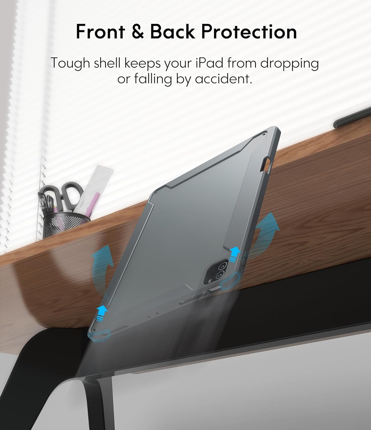 Front and back protection features of the CHESONA iPad case