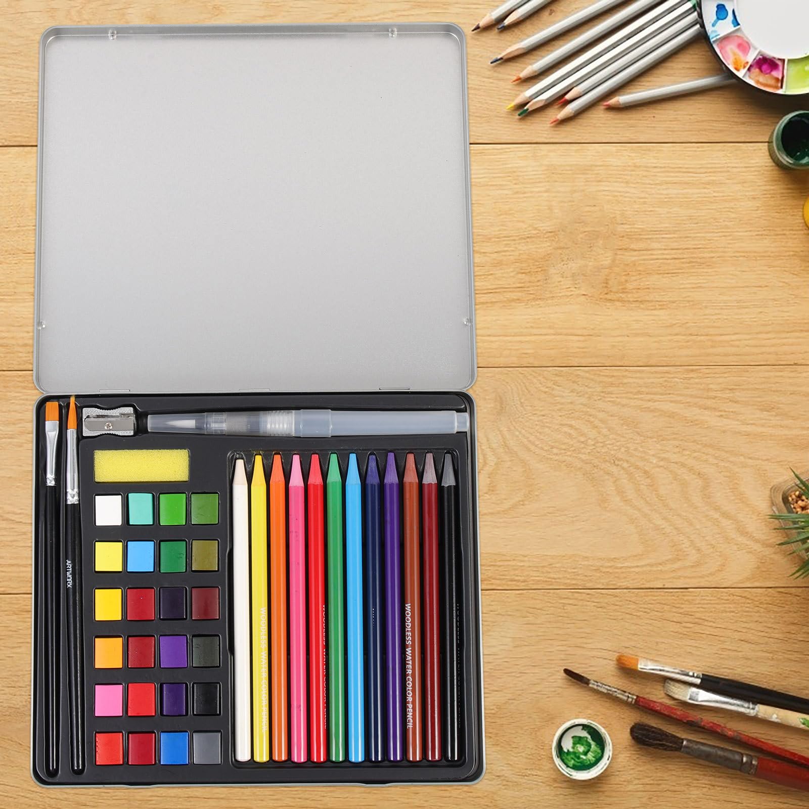 Juego de Acuarelas Portátil para Artista, Pintura DIY