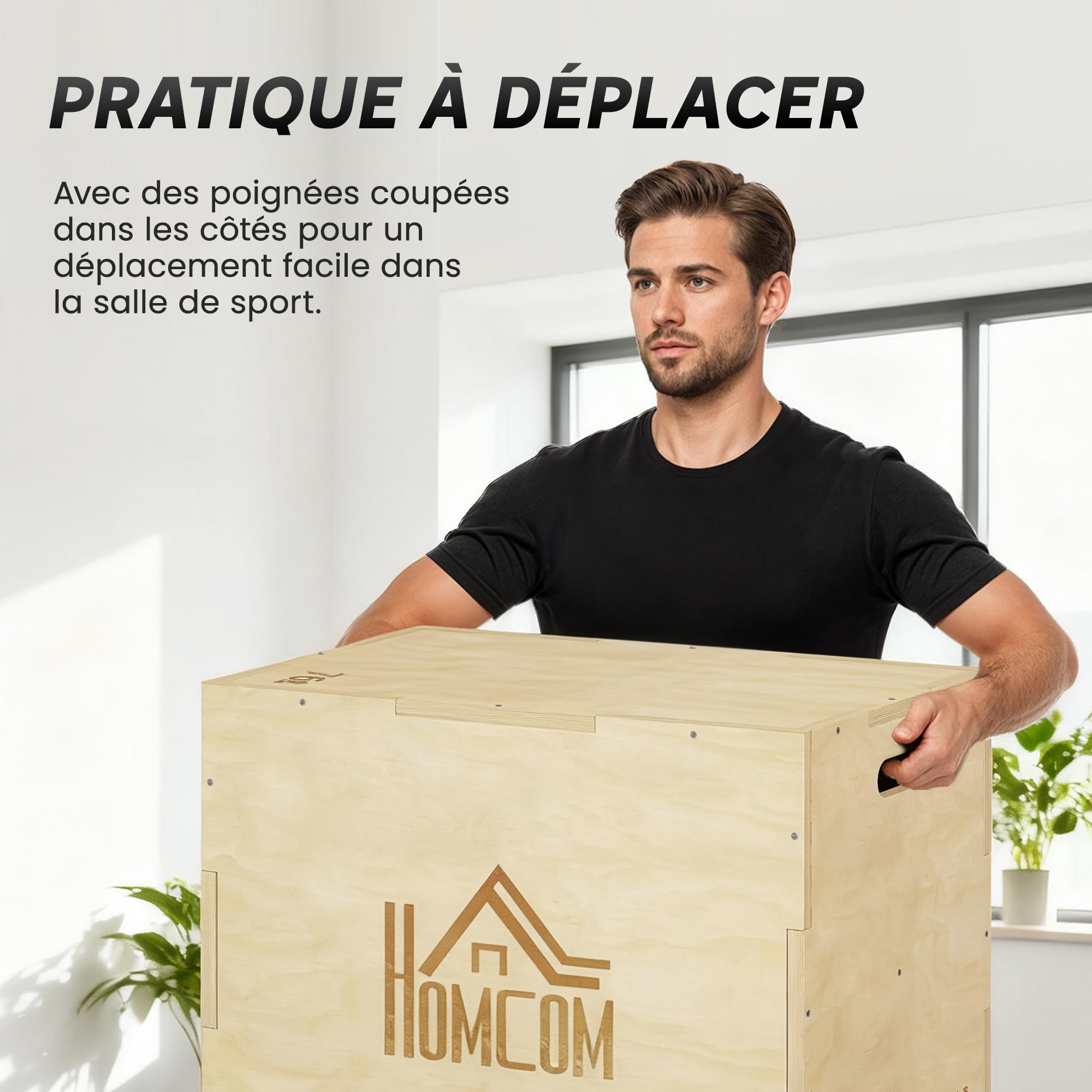HOMCOM Box Jump pliométrie 3 en 1 Appareil boîte à Saut Musculation Fitness & entraînement croisé plyobox pour Box Training en Bois