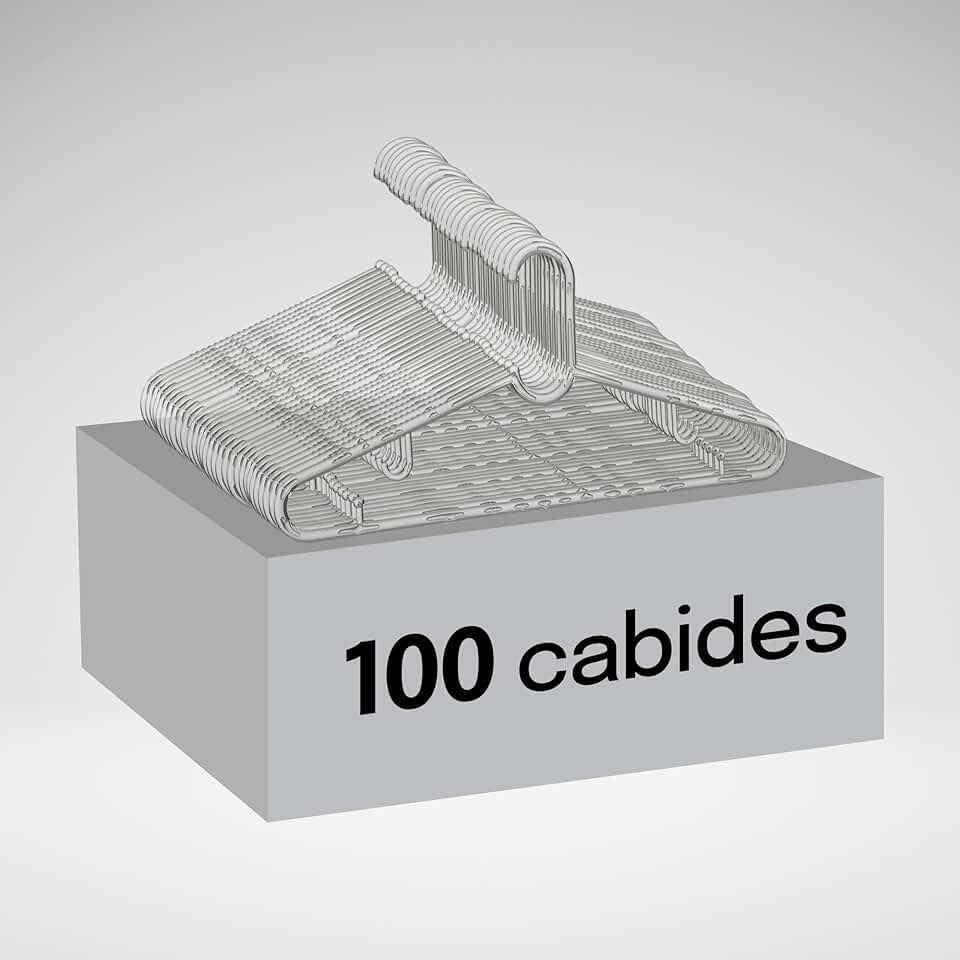 Kit 100 Cabides Plus Reforçado Transparente Cristal 46cm Em Acrílico Resistente Para Roupas Alta Sustentação, Organização E Otimização De Espaço, Ideal Para Guarda-roupas, Closets E Lojas - Paramount