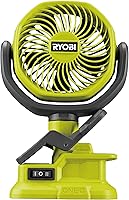 Ryobi RCF18-0 18V ONE+ Cordless 10cm Clamp Fan - Portable Hyper Green Cooling for DIY, Outdoors & Workshop