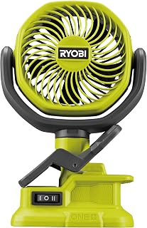 Ryobi RCF18-0 18V ONE+ Cordless 10cm Clamp Fan - Portable Hyper Green Cooling for DIY, Outdoors & Workshop
