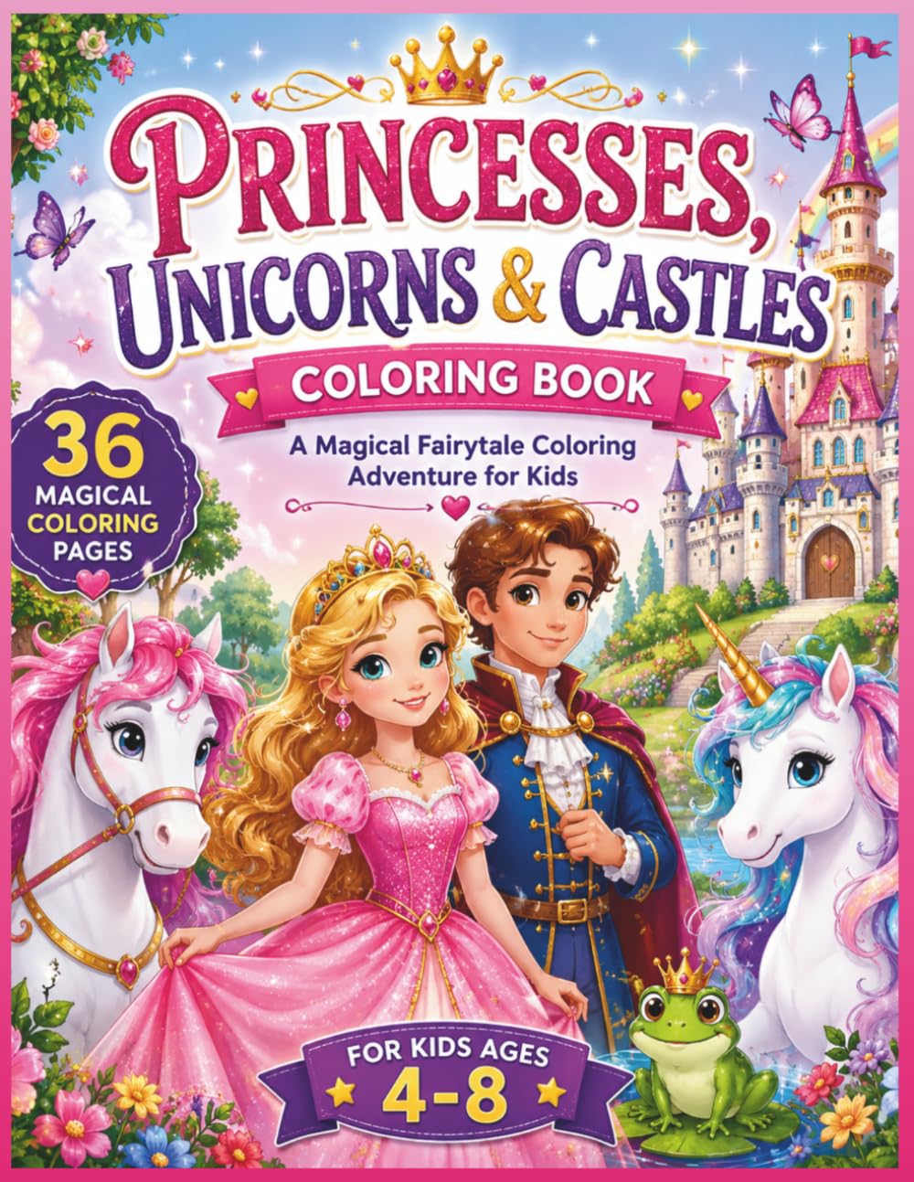 Princesses, Unicorns & Castles Coloring Book: A Magical Fairytale Coloring Adventure for Kids