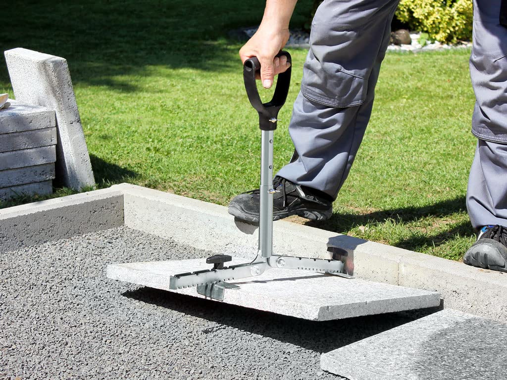 LANGFIT® Plattenheber 50 bis 80cm - Rückenfreundlich durch 3-fach höhenverstellbarem Griff - Schonend für Rücken und Hüfte! Tragkraft bis 60kg - Made in Germany - MS-PH5080T