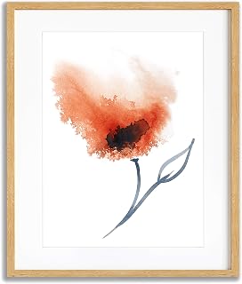 Print of Orange Flower Painting Picture, Abstract Artwork Poster Print Signed by Artist, Vertical Wall Hanging Decor, Portrait Watercolour Nature Floral Giclee, Home Decoration