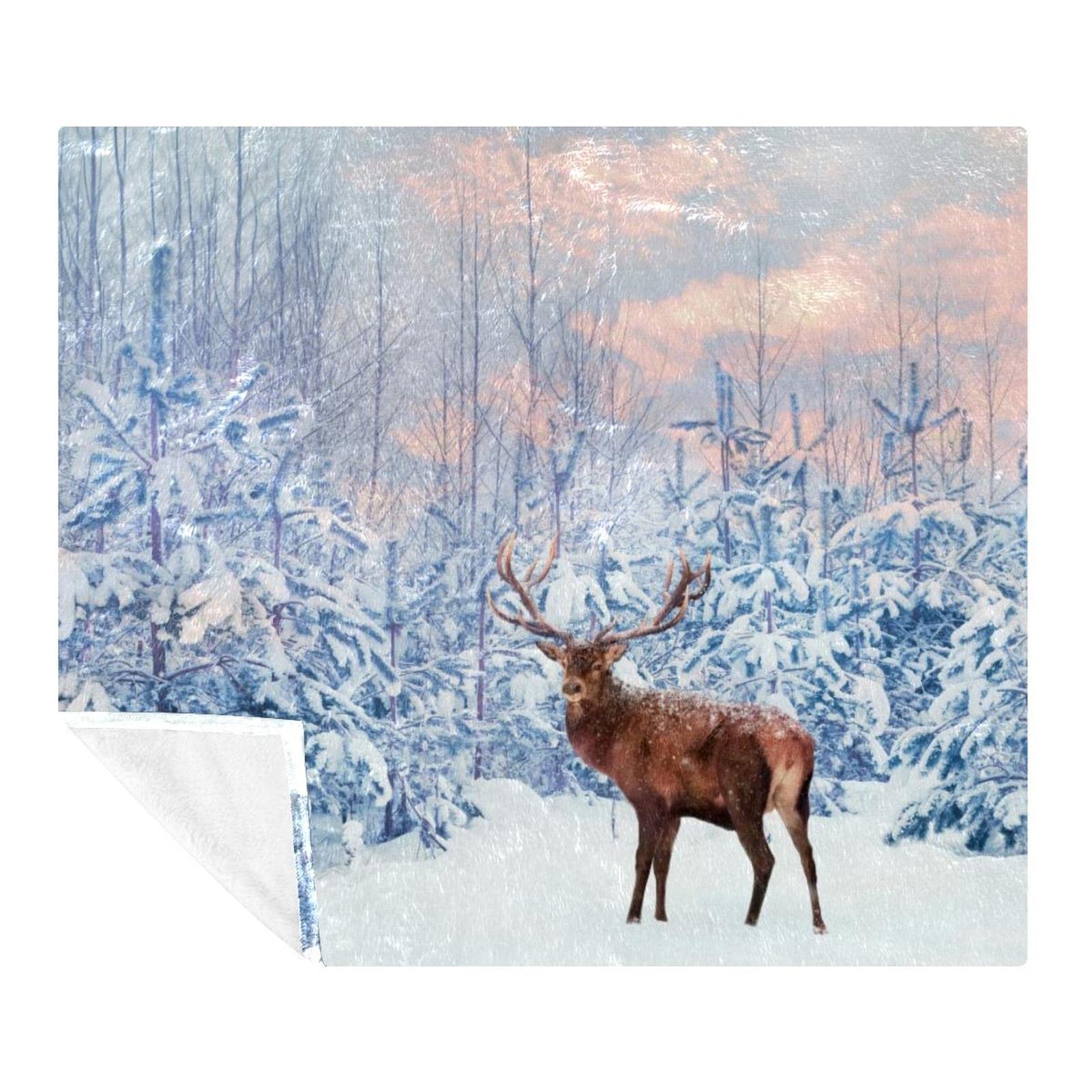 Couverture douce lit et canapé Beauty Snowland contre le froid en microfibre