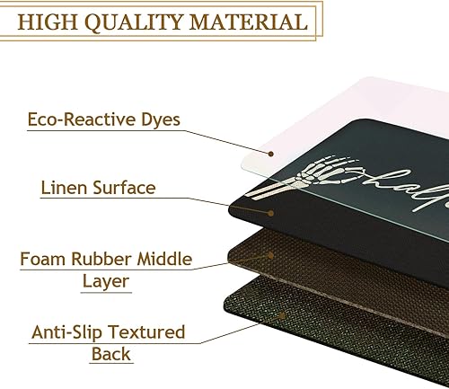 Miniatura 5 de Roszwtit Tapete de puerta de Halloween de 30 x 17 pulgadas, tapete de calavera de Halloween para interiores y exteriores, tapete antideslizante de