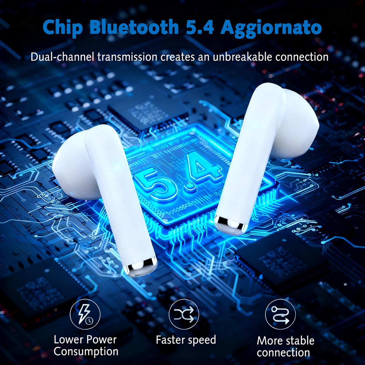 Auriculares Inalámbricos, Auriculares Bluetooth 5.4 In Ear,4 HD Mic con Reducción de Ruido ENC,58 Horas,Control Táctil,Cascos Inalambricos Bluetooth IP7 Impermeable Audifonos para iPhone/iOS/Android - 4