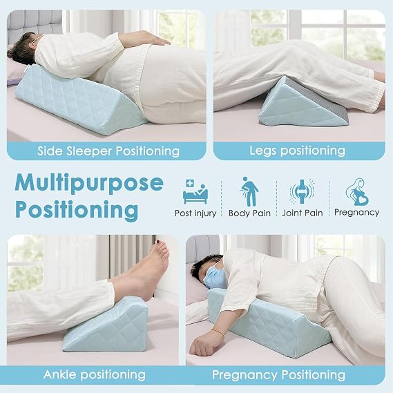 Wedge Pillow For Seniors Bed Positioning Medical Wedge Patient Turning Triangle Pillow Wedge For Back Support Sleeping Post Surgery Bedsore Pressure Relief Foam Wedges For Leg Elevation (Cooling)