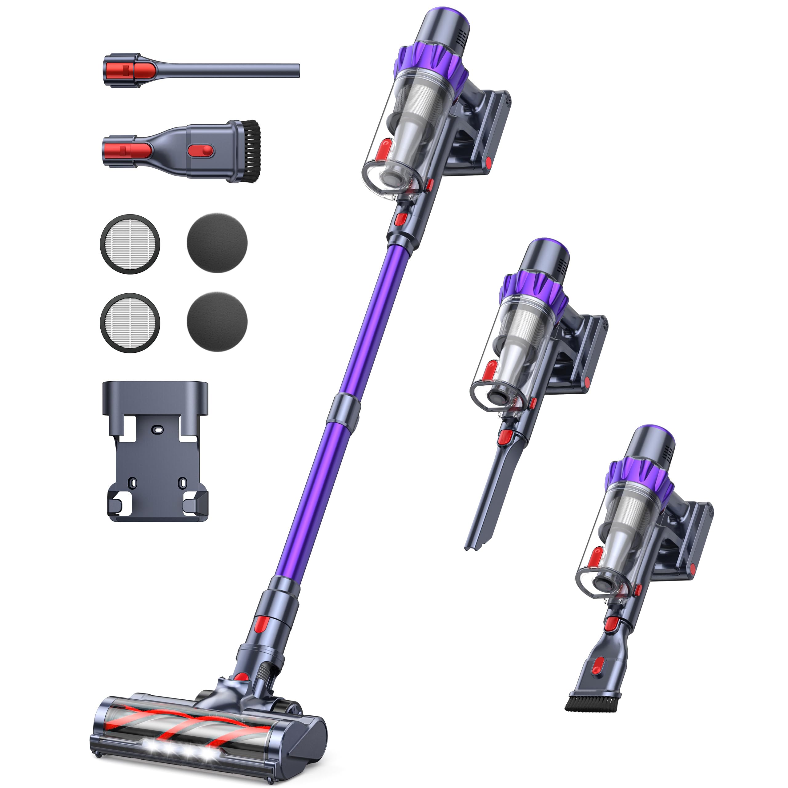 Aspirapolvere Senza Fili 450W/38Kpa, 55Min Batteria Rimovibile