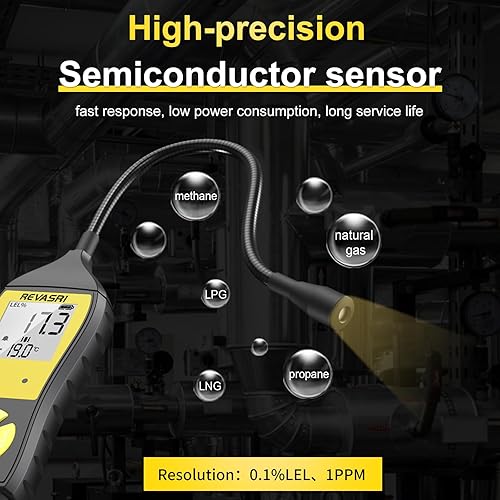 Miniatura 2 de Detector de fugas de gas para gas natural, GNL, GLP, pantalla de lectura de concentración en tiempo real, rastreador de fugas de gas combustible