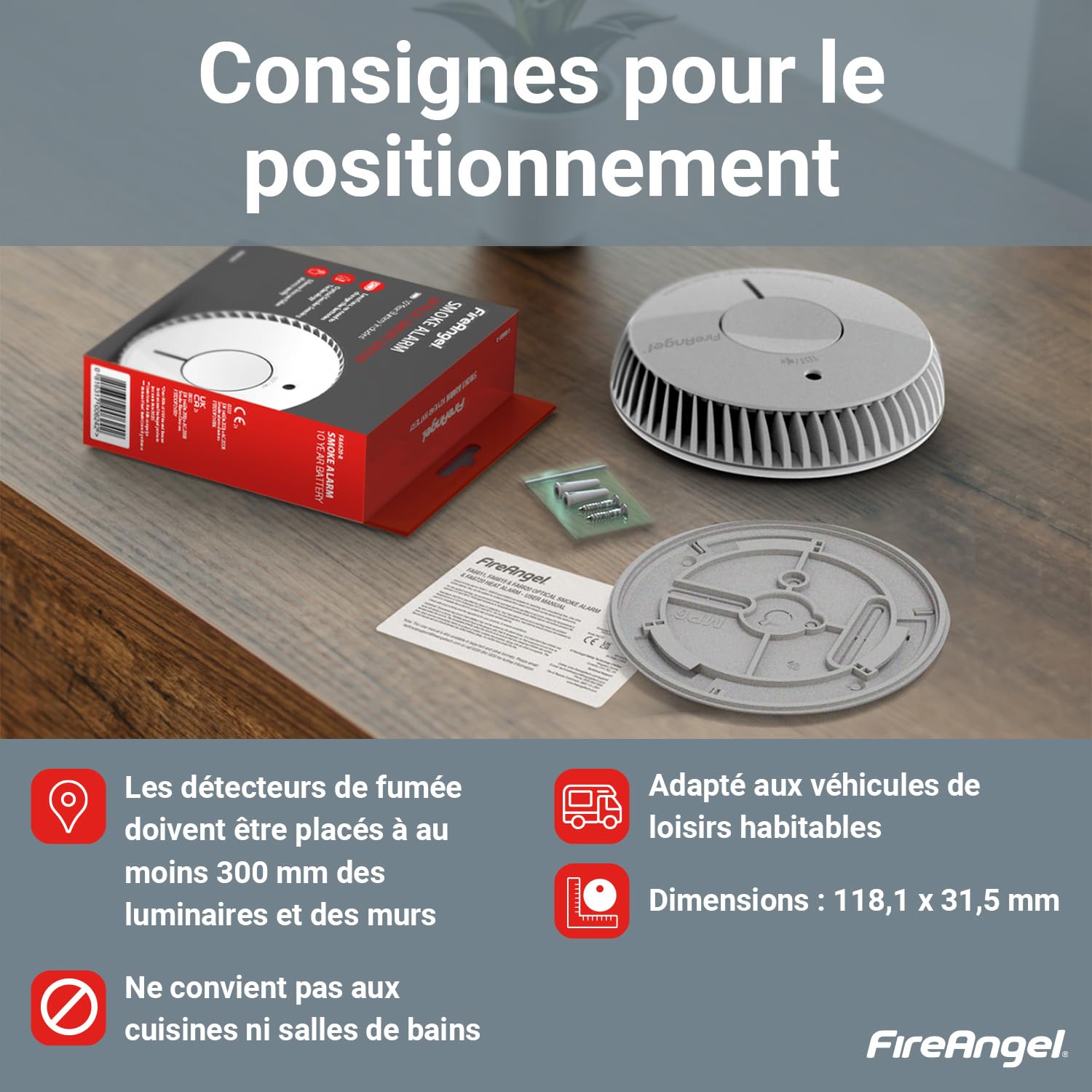 FireAngel Lot de 2 Détecteurs de Fumée Optique, Détecteur Incendie, Label Q, Bouton Test/Silence, Remplace ST-622/ST-620 – Détection Fumée Précoce, Blanc