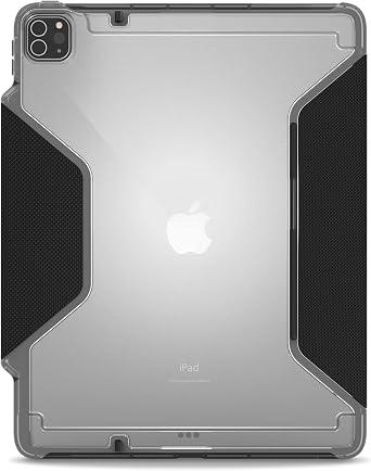 STM Dux Plus for iPad Pro 12.9 (3rd-6th Gen): Ultra Protective, Lightweight with Clear Back, Apple Pencil Holder, Battery Saving On/Off Cover - Black