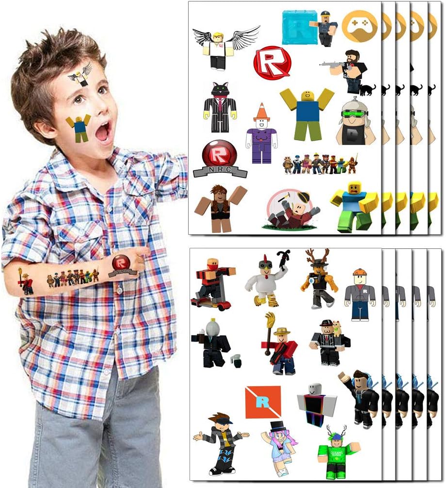 Allber Robot Blocks Temporary Tattoos Robot Blocks Party Favor for Kids Robot Blocks Game Birthday Party Decorations supplies (10 Sheets, 280 styles)