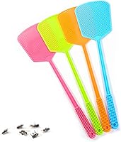 Vista 1 de Matamoscas de plástico, matamoscas de plástico resistente, paquete de 4 matamoscas manuales flexibles y fuertes con mango largo para ayudante
