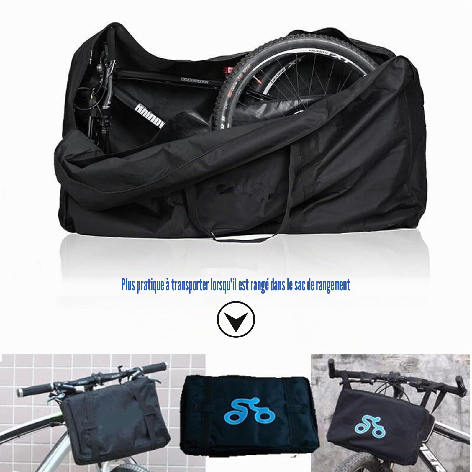 Sac de transport pour vélo 26-29 pouces - Sac de rangement pour vélo - Étanche - Épaississement - Pliable - Pour air, train, voyage