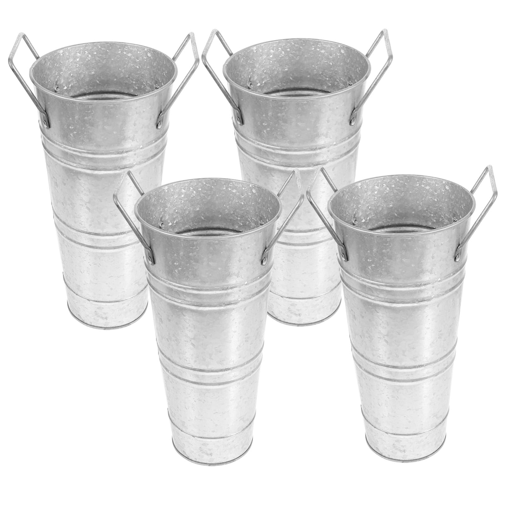 Pots de fleurs en fer VILLCASE lot de 4 jardinières argentées rétro pour balcon et maison