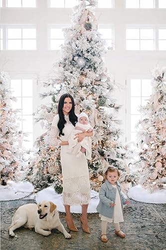 Miniatura 6 de Falda de árbol de Navidad roja, 48 pulgadas, color burdeos, falda de arpillera de doble capa, decoración de Navidad