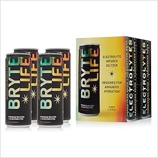 BRYTELIFE Electrolyte-Infused Seltzer – Non-Alcoholic Hydrating Drinks with Zero Sugar – Patented Electrolyte-Enriched Formula for Wellness and Hangover Recovery (12 oz x 12 pack)