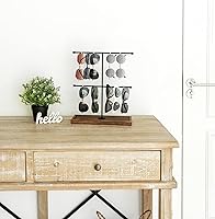 Vista 2 de Mkono Organizador de lentes de sol, soporte rústico de almacenamiento de lentes de sol de 2 niveles, soporte para lentes de sol para múltiples