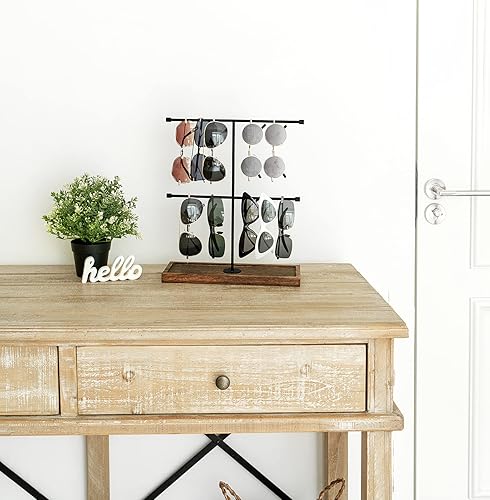 Miniatura 2 de Mkono Organizador de lentes de sol, soporte rústico de almacenamiento de lentes de sol de 2 niveles, soporte para lentes de sol para múltiples